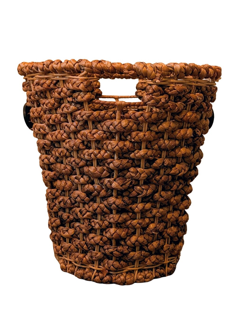 Storage Basket Chunky Thick Braid Texture Built-In Handles Hand-Woven